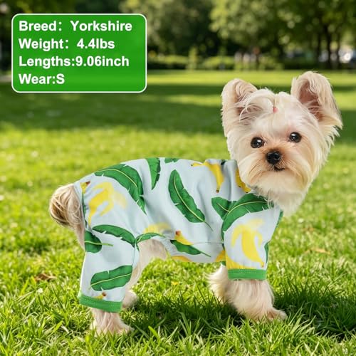Dog Pajamas Pjs Dog Clothes for Small Dogs Girl Boy Medium Size Dogs Soft Stretchy Dog Jumpsuit Puppy Clothes Doggie Onesies Cat Pet Jammies Outfit (Banana / Small（3-5 lb))