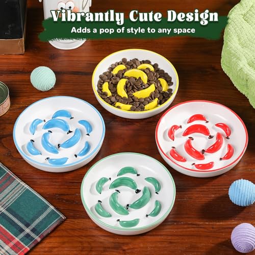 Ceramic Slow Feeder Cat Bowl (Bright Yellow / 1.2"H Standard)