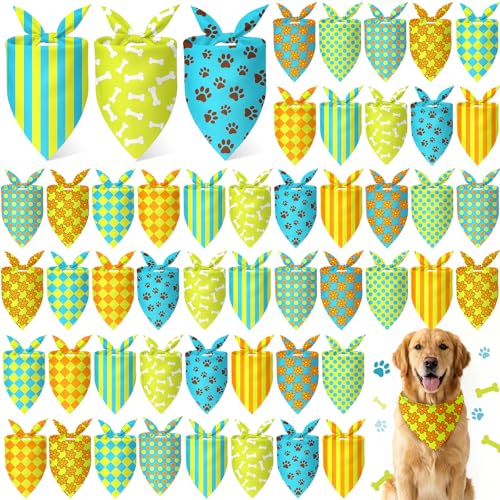 50 Pcs Cartoon Dog Bandana Bulk for Hippie Paw Print Flower Adventure Cute Triangle Soft Dog Bibs Summer Theme Birthday Party Supplies for Small Medium Large Costume 31.5 x 21.7 X21.7 Inch (Cartoon Dog / 31.5 x 21.7 x21.7 Inch)