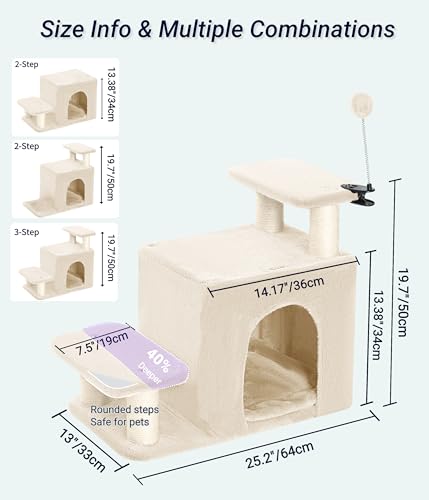 Cat Stairs for Bed (Beige)