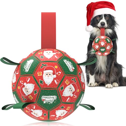 Christmas Dog Balls with Straps (Christmas 1 / Medium Size 2 (6 Inch))
