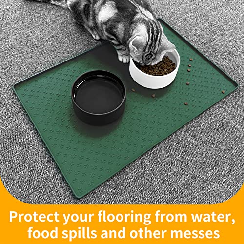 Pet Placemat for Dog and Cat (18"L x 12"W / Hunter Green)