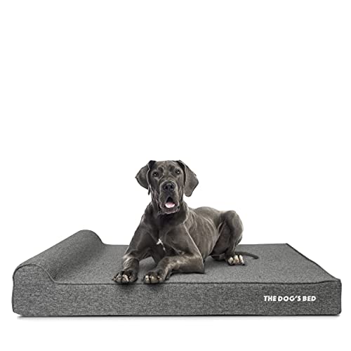 The Dog’s Bed Orthopedic Memory Foam Dog Bed with Headrest XXL (Grey Linen / XXL (54"L x 36"W x 6"Th))