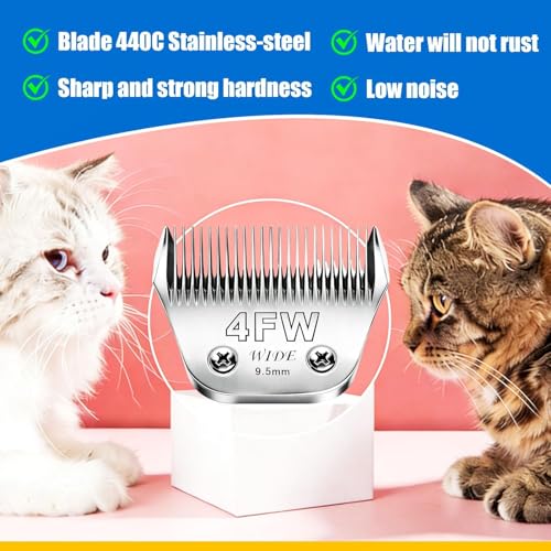 4FW Wide Blade Grooming Clipper Blades for Andis (Silver/4FW)