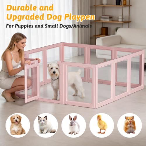 Acrylic Dog Playpen Indoor (Skin Pink / 23.6"H)