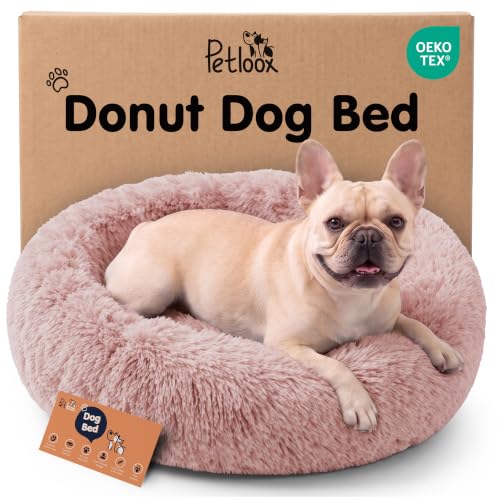 Calming Donut Dog Bed for Small Dogs (Pink / Medium (30"L x 30"W x 9"Th))