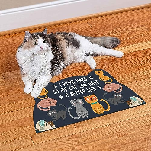 Cat Food Mat for Indoor Cats (Dark Grey / 19"L x 9"W)