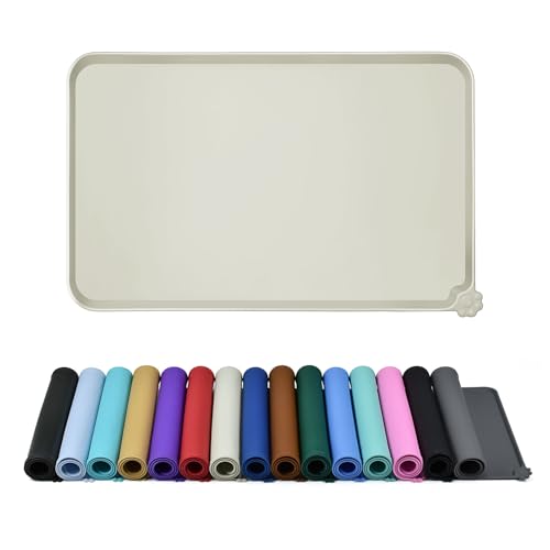 Silicone Pet Feeding Mat (Beige / 22" x 14")