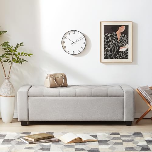 48" Ottoman with Storage (Lightgray / 19.7"D x 48"W x 16.9"H)