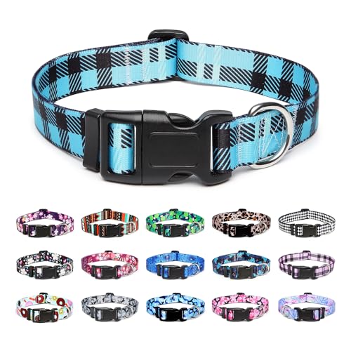 Adjustable Dog Collar (Small / Blue Plaid)