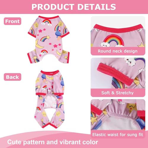 Dog Pajamas Pjs Spring Summer Dog Clothes for Small Dogs Girl (Rainbow Pink / Large (10-15))