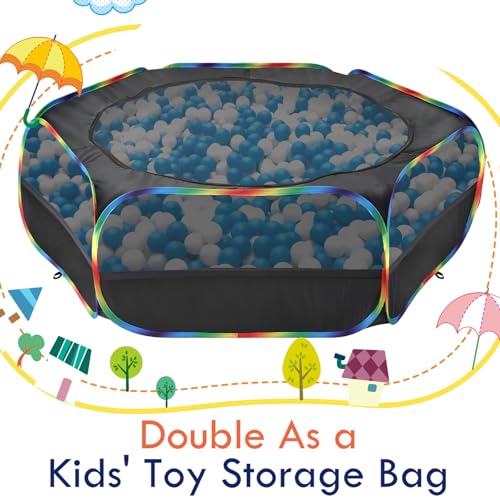 Small Animal Playpen with Zippered Cover (Black + Rainbow)