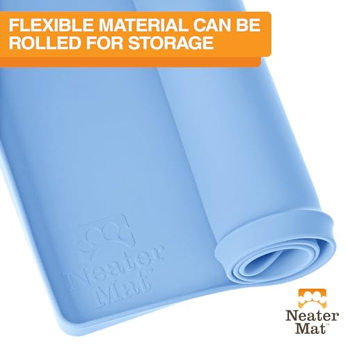 Neater Mat Pet Mats for Food and Water (16"L x 10"W / Light Blue)