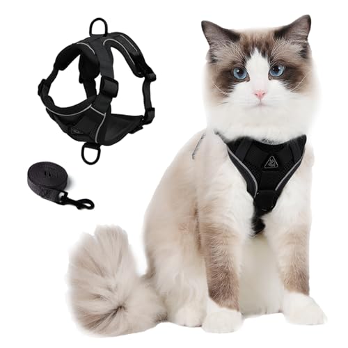 Cat Harness and Leash Set (Black / XL)