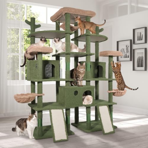 80 Inch Extra Large Cactus Cat Tree w (Green)