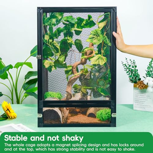 33 Gal Foldable Reptile Terrarium for Gecko & Dragon (26x17x17 Inch / Black)