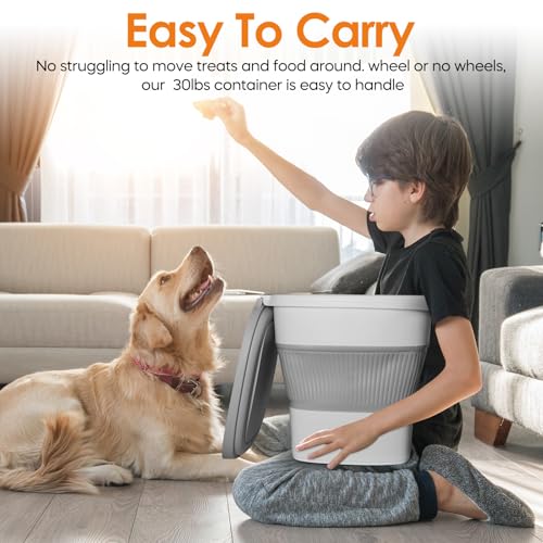 28 30lbs Collapsible Dog Food Storage Container (Grey-30lbs)