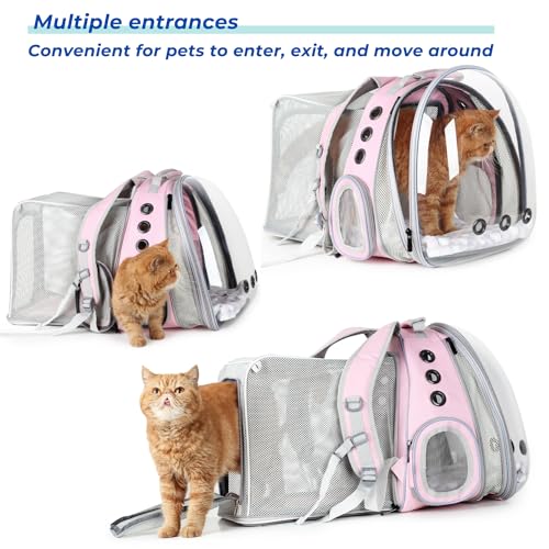Expandable Bubble Cat Carrier Backpack (Dual Expandable-Pink)