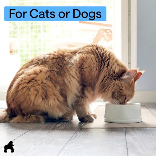 Dog Food Mat 100% Waterproof Silicone (Beige / 18.5"l X 11.5"w)