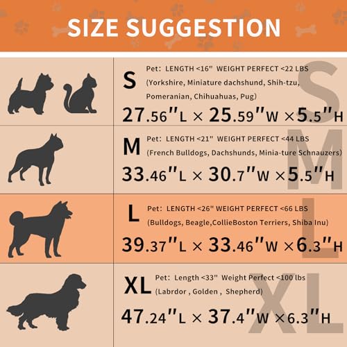 Dog Couch Bed for Large Dogs (Khaki / Large(39.37"L X 33.46"W X 6.3"Th))