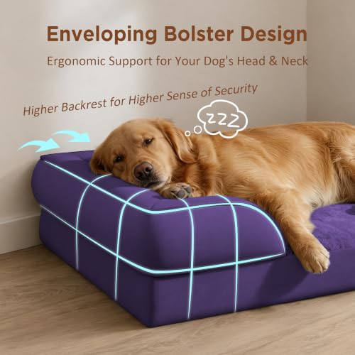 Waterproof Orthopedic Dog Beds for Large Sized Dog (36.0"L x 27.0"W x 8.0"Th / Deep Purple)