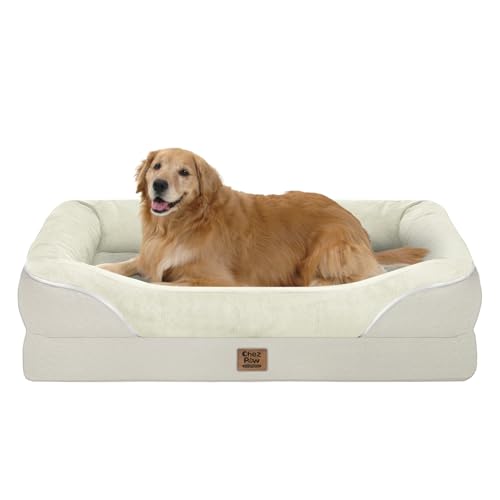 Orthopedic Waterproof Dog Bed for Large Sized Dogs (Beige / 42"L x 30"W x 7.5"Th)