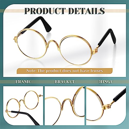 Dog Sunglasses Round Metal Pet Eyewear (Gold / No Lens Style)