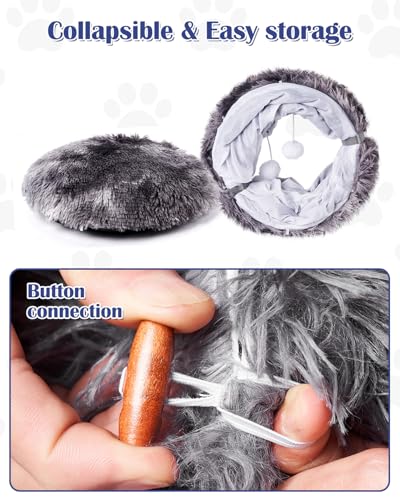 Cat Tunnel Bed with 20 Pcs Interactive Toys (Charcoal Gray)