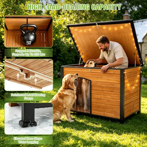 33.5" Weatherproof Outdoor Dog House for Small to Medium Breeds