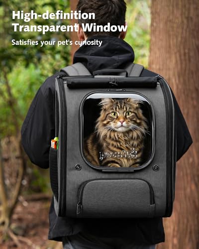 Cat Backpack Carrier (Gray / 14.9"L x 11.0"W x 19.6"H)