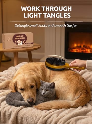 Pin & Bristle Pet Brush for Dogs & Cats (Black Boar Bristle & Pin Brush)