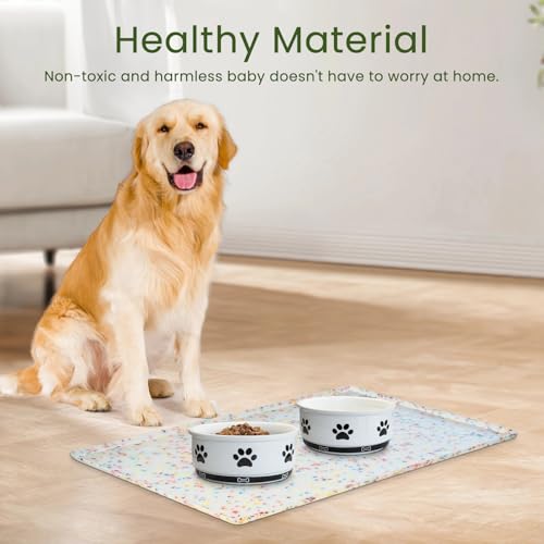 Dog Food Mat Anti (24.5"L x 16.5"W / Donut-White)
