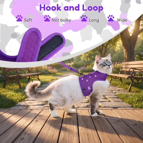 Cat Harness and Leash Set for Walking Escape Proof (Purple / Xxl 19-26 lbs)