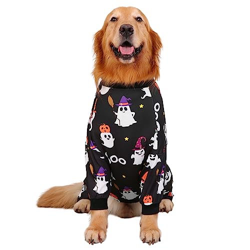 Dog Pajamas One Piece Light Comfy Pjs Pet Costume M (XX-Large / Cute Ghosts)