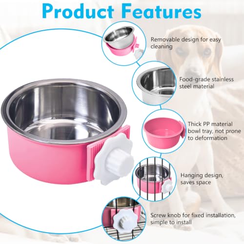 Crate Dog Bowl (2 PCS / Size: M (Green, Pink))