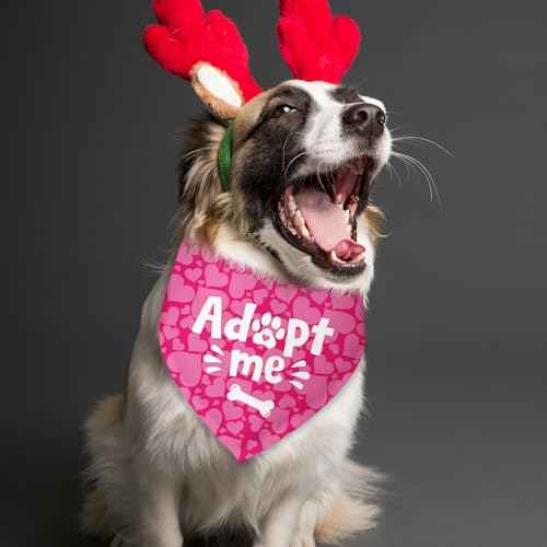 Adopt Me Heart Dog Bandanas for Dogs Adoption Gotcha Day Adopted Dog Bandana Baby Announcement Adopt Me Pets Scarf for Small Medium Dogs & Cats (T)