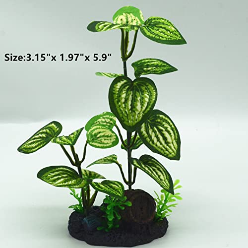 Aquarium Silk Plants for Betta Fish Tank (Light Green / small 4)