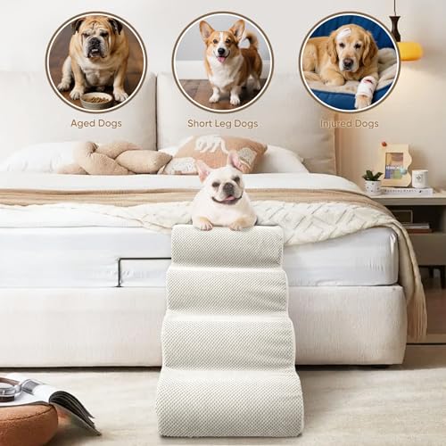 3 Step Pet Stairs for High Beds & Sofas (Beige / 3-step 15.7"H)
