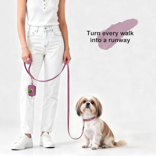 Soft PU Leather Dog Collar for Small Dogs (S：Fit 10-15" Neck, Width ⅝" / Purple)