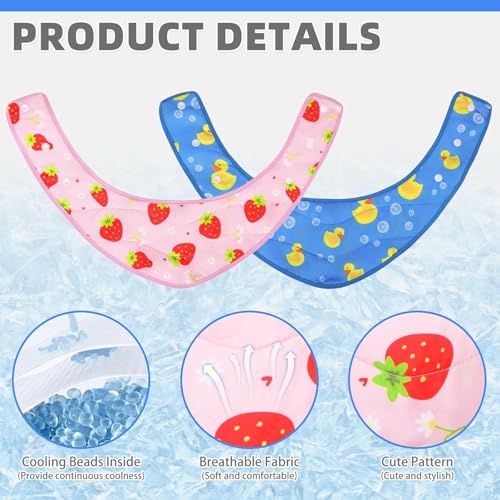 Dog Cooling Bandana (Strawberries+Duck / Neck Girth(12-20in))