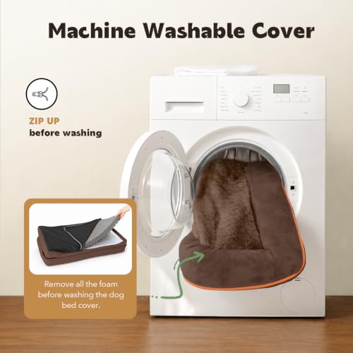 Orthopedic Waterproof Dog Bed with Bolster for Extra Large Size Dogs (48.0"L x 33.0"W x 7.5"Th / Coffee)