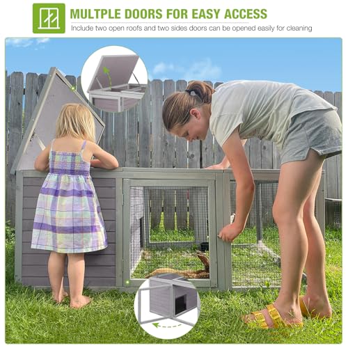 Chicken Coop Outdoor Rabbit Hutch with Run for Rabbits