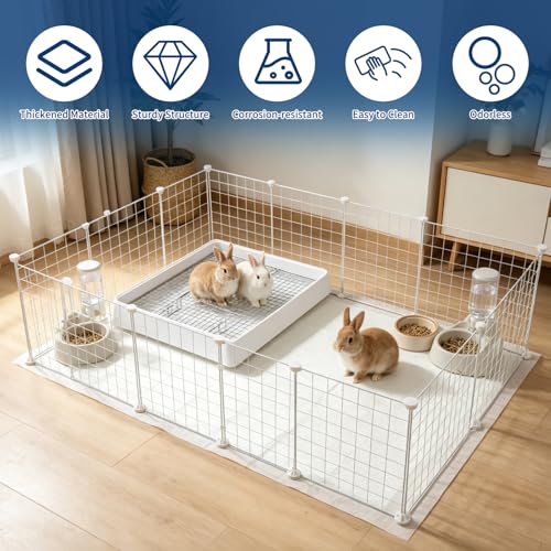 Extra Large Rabbit Litter Box Training Tray with Large Steel Grids (22x18x3"(58x46x9cm) / 0.6" Stee Grids + 0.4" PP Grids)