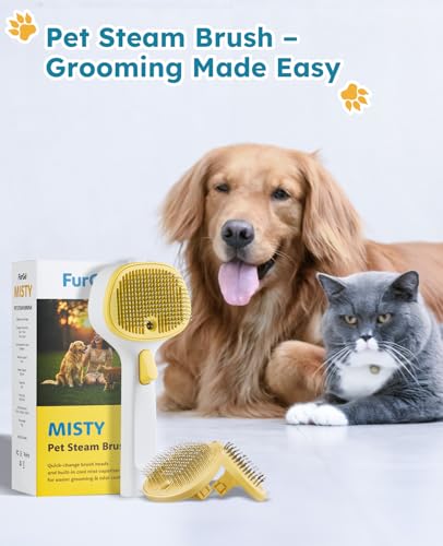 Cat Steam Brush for Cats & Dogs (Yellow - Short Head and Long Head)