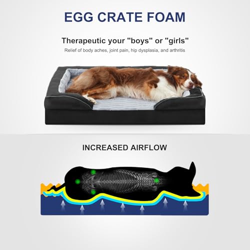 Orthopedic Supportive Extra Large Dog Bed (48.0''l x 35.0''w x 6.5''th / Black)