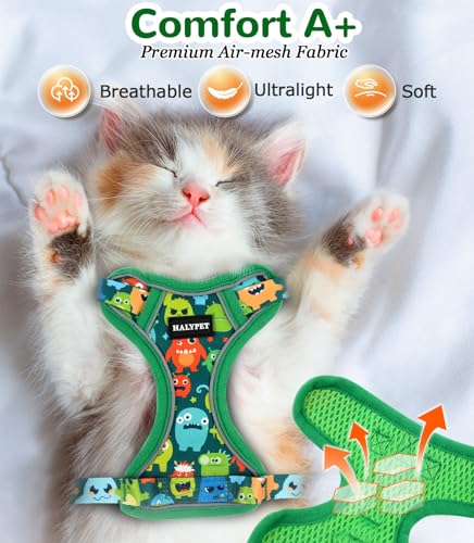 Cat Harness and Leash Set (H604 Pro Green Monster / X-Small (4-6lb))