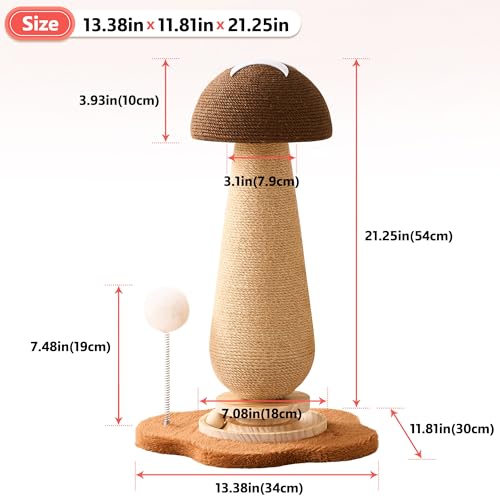 Mushroom Cat Scratching Post Cat Tree (Brown Mushroom)