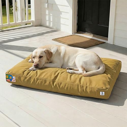 42 Inch Indestructible Dog Bed for Aggressive Chewers (Yellow / X-Large)