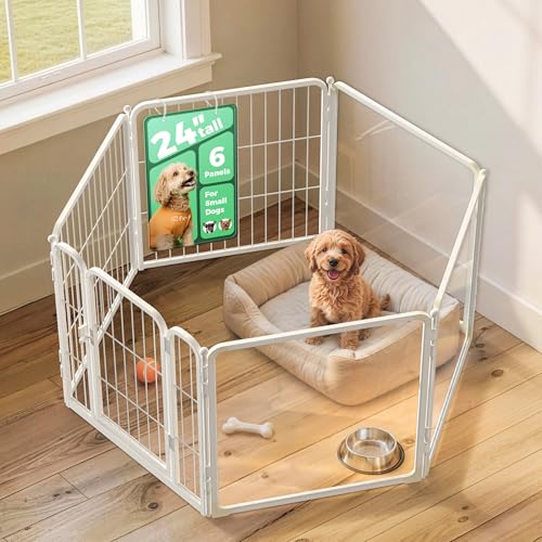 AuraSpace Pro Acrylic & Wire Mesh Indoor Dog Playpen (White / 24"H)