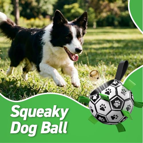 Dog Soccer Balls Toy with Bell Inside (Squeaky Green / Large Size 3 (8 Inch))